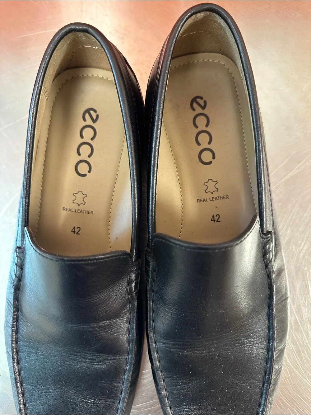 ECCO Men's Classic Moc 2.0 Black Leather Slip-On Loafers Size 42 US 8-8.5
